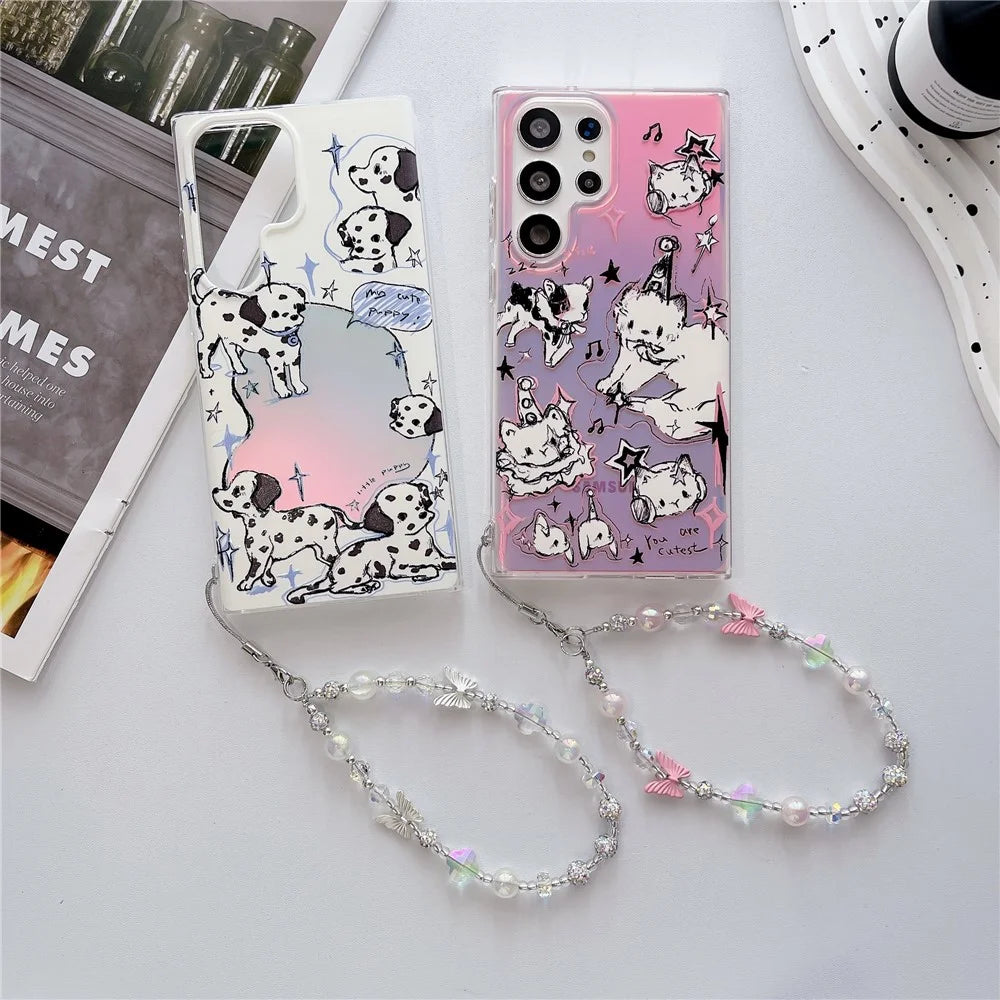 For Samsung Galaxy S23 Ultra Case Pet Dog Pattern Laser TPU Phone Cover - Pink - 7