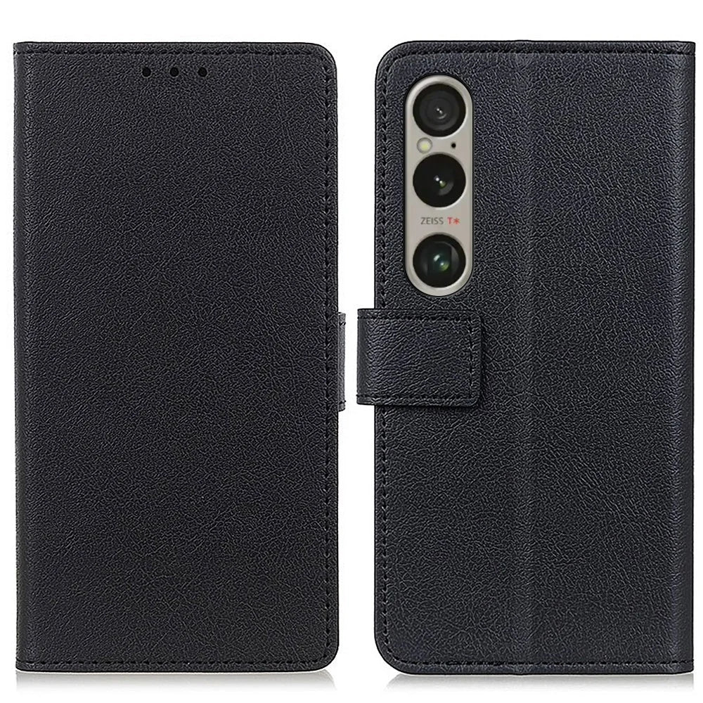 For Sony Xperia 1 VI Case Viewing Stand Leather Wallet Anti-Shock Phone Cover - Black - 1