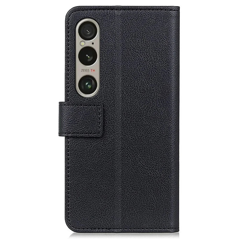 For Sony Xperia 1 VI Case Viewing Stand Leather Wallet Anti-Shock Phone Cover - Black - 7