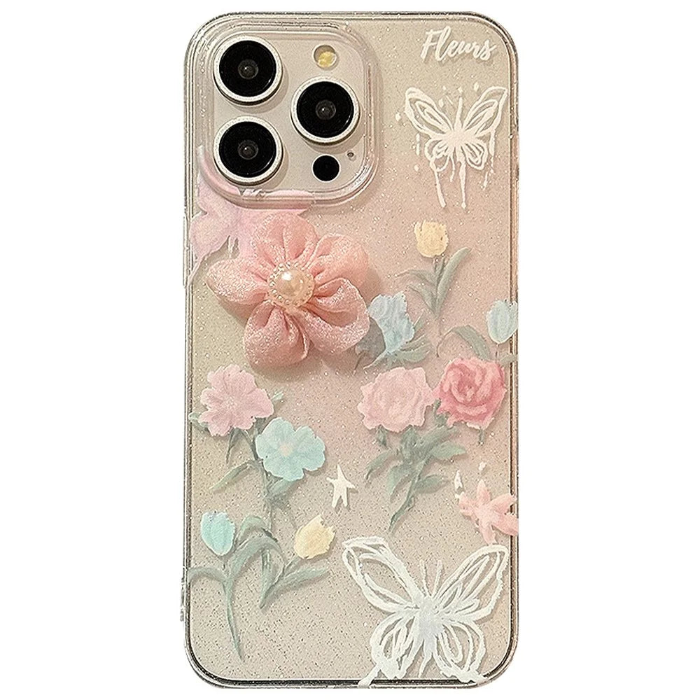 For iPhone 14 Pro TPU Case 3D Rose Flower Pattern Print Phone Cover - 1