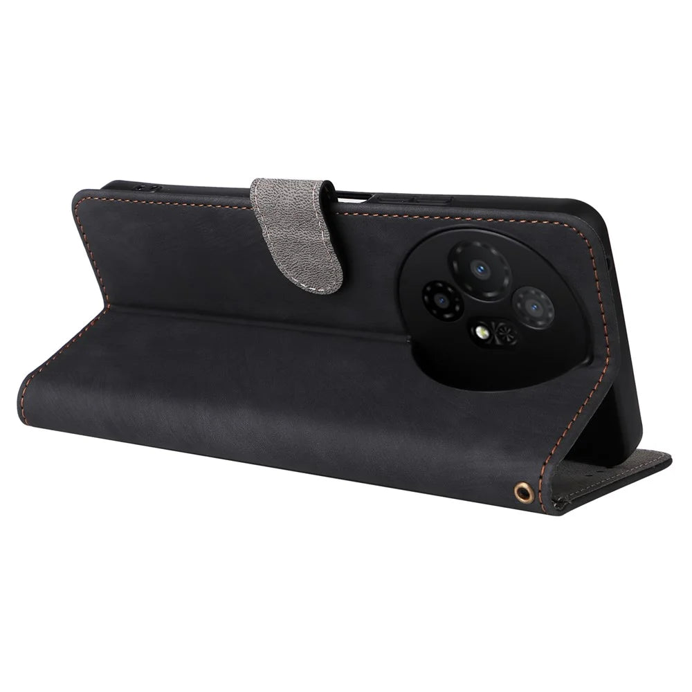 For TCL 50 XL 5G Case RFID Blocking Leather Wallet Stand Feature Phone Cover - Black - 4