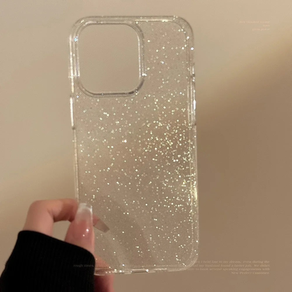 For iPhone 14 Pro Max Case Sleek Transparent Glitter Soft TPU Phone Cover - 2