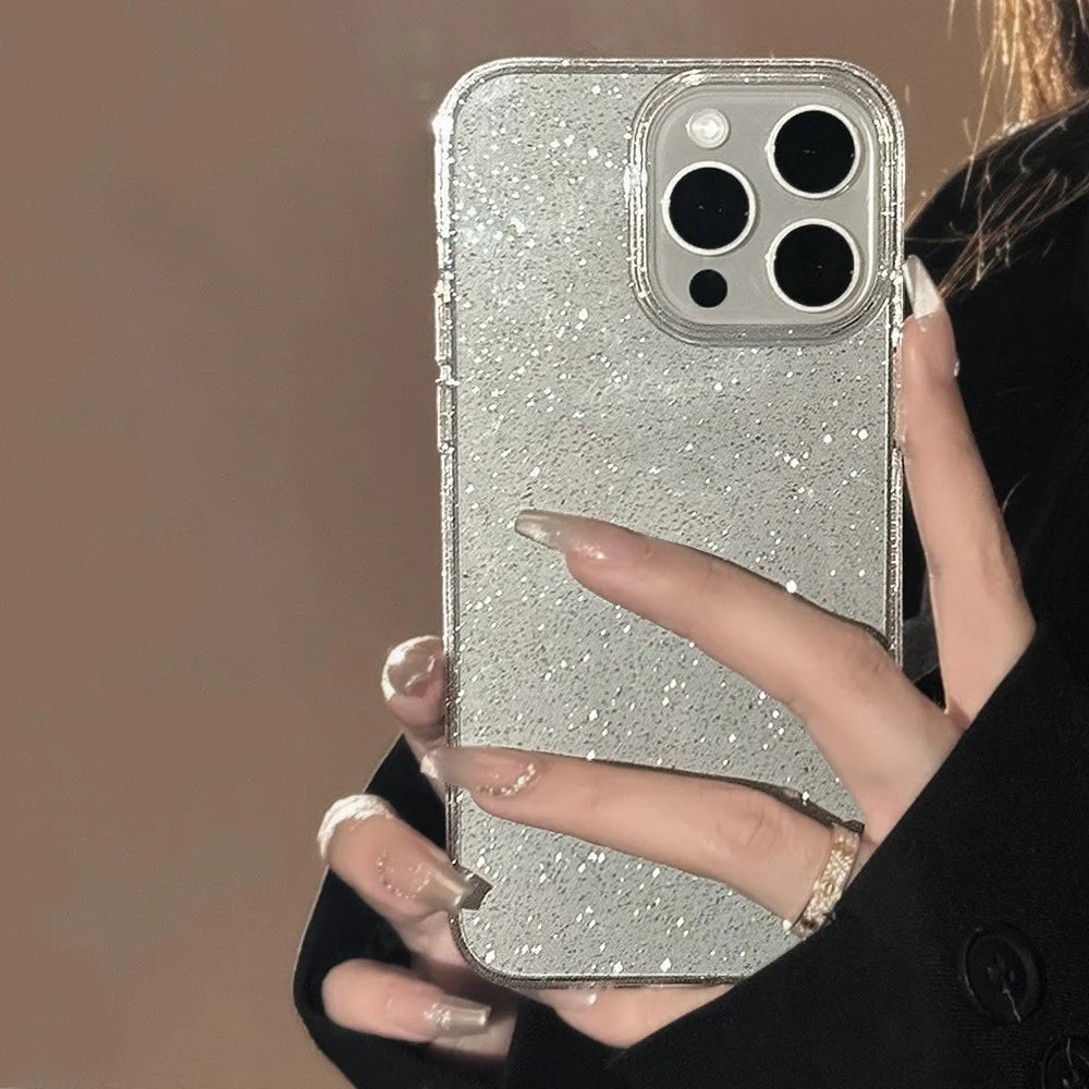 For iPhone 15 Pro Case Clear TPU Phone Cover with Delicate Sparkles - 4