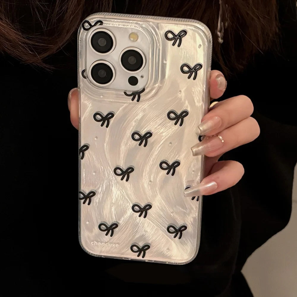 For iPhone 15 Pro Max TPU Case Bow Pattern Protective Phone Cover - 3