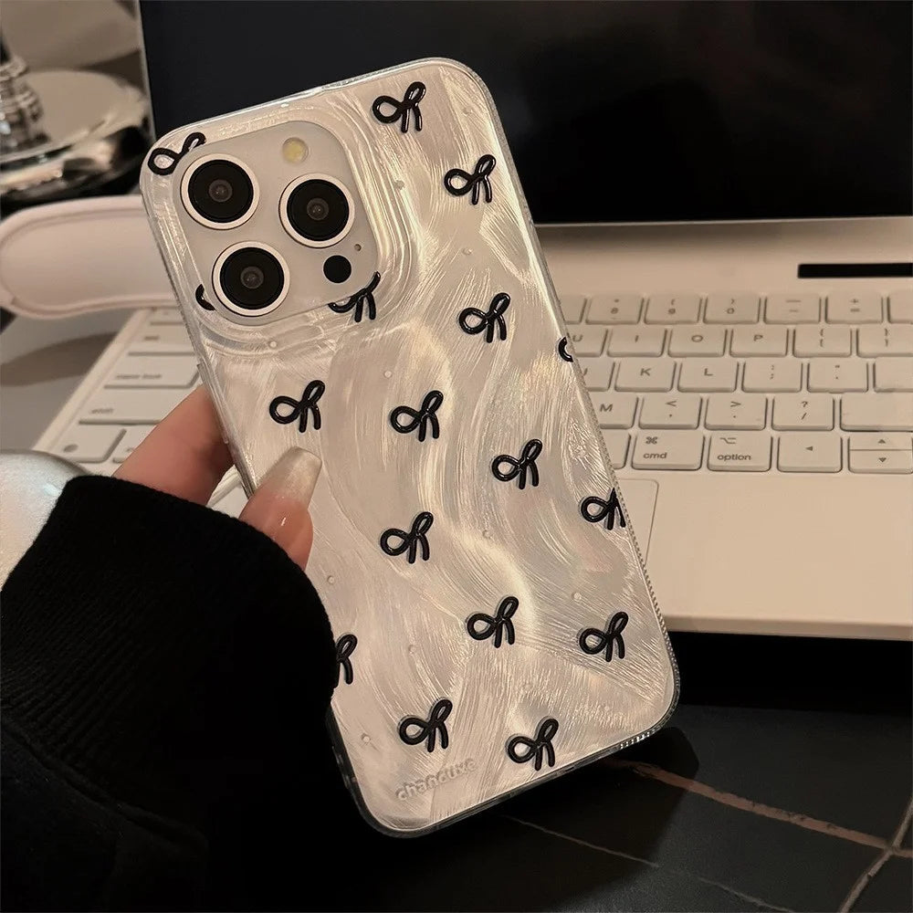 For iPhone 15 Pro Max TPU Case Bow Pattern Protective Phone Cover - 4