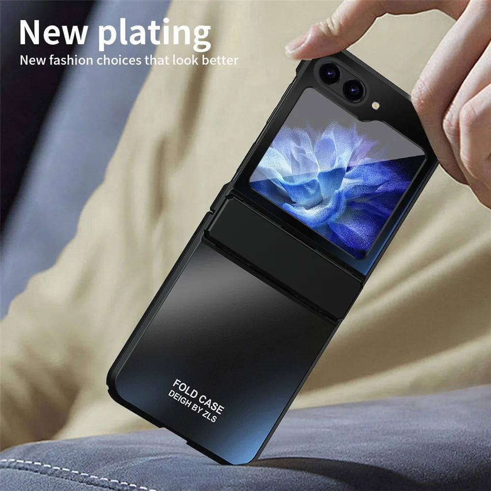 For Samsung Galaxy Z Flip7 FE 5G / Z Flip6 5G / Z Flip5 5G Case Electroplating PC Hard Phone Cover - Black - 6