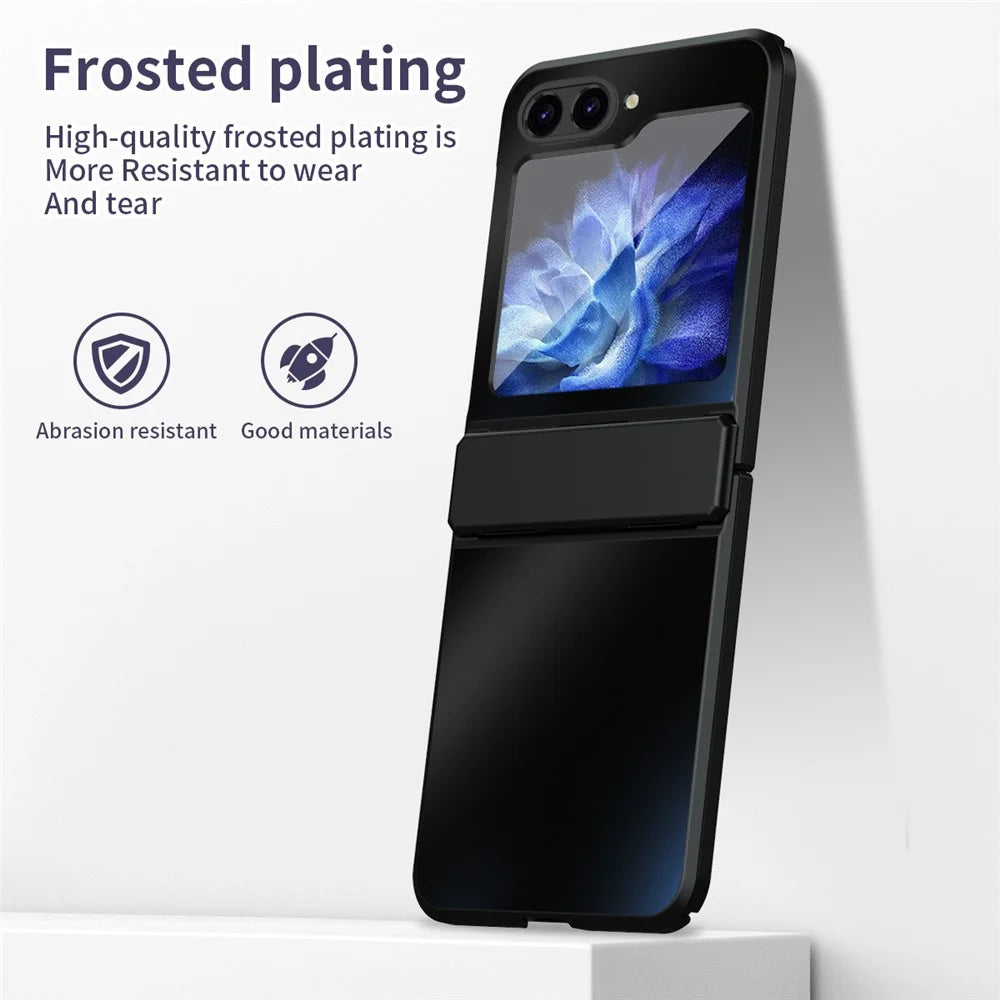 For Samsung Galaxy Z Flip7 FE 5G / Z Flip6 5G / Z Flip5 5G Case Electroplating PC Hard Phone Cover - Black - 7