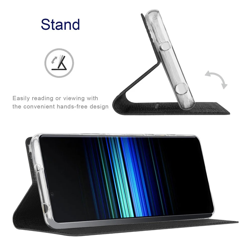 VILI DMX Series For Sony Xperia 1 VI Case with Card Holder Leather Phone Cover - Black - 3