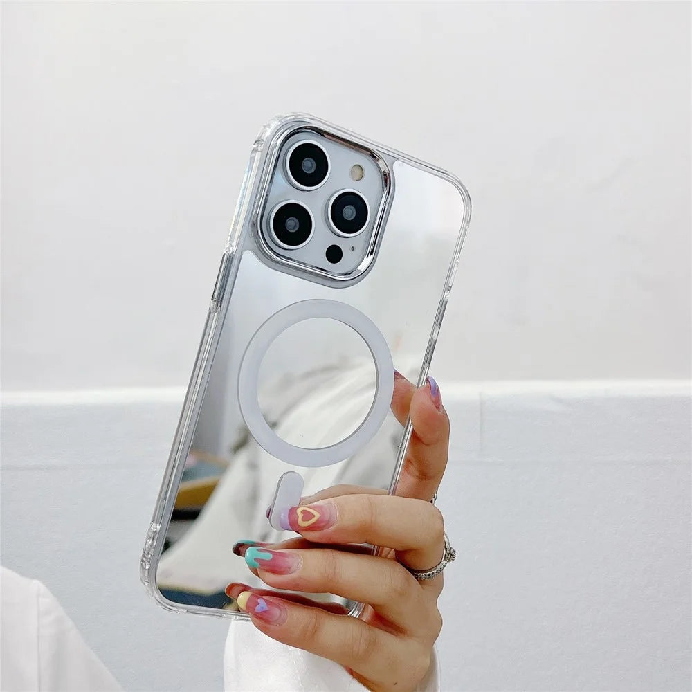 For iPhone 14 Pro Max Compatible with MagSafe Phone Case Mirror Surface TPU+PC+Acrylic Cover - 2