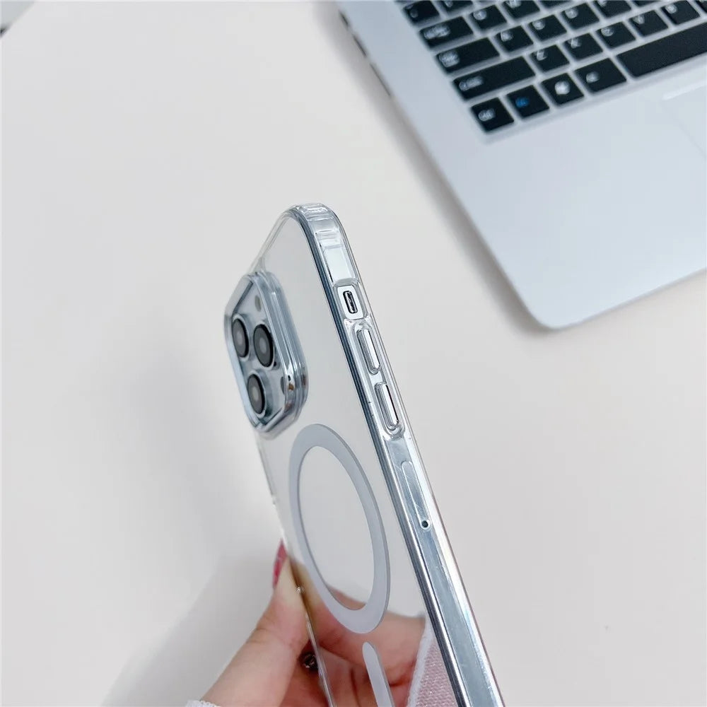 For iPhone 15 Pro Compatible with MagSafe Mirror Surface Phone Case TPU+PC+Acrylic Anti-Drop Cover - 6