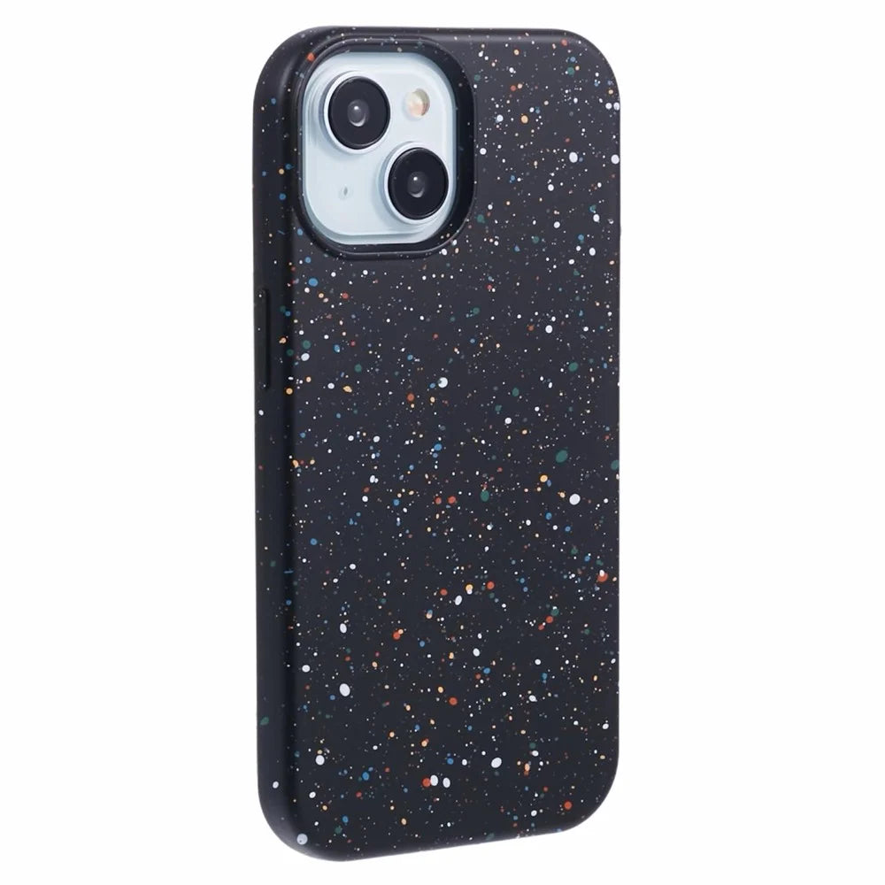 For iPhone 14 Plus Magnetic Case Matte Shockproof PC Colorful Spots Phone Cover - Black - 3
