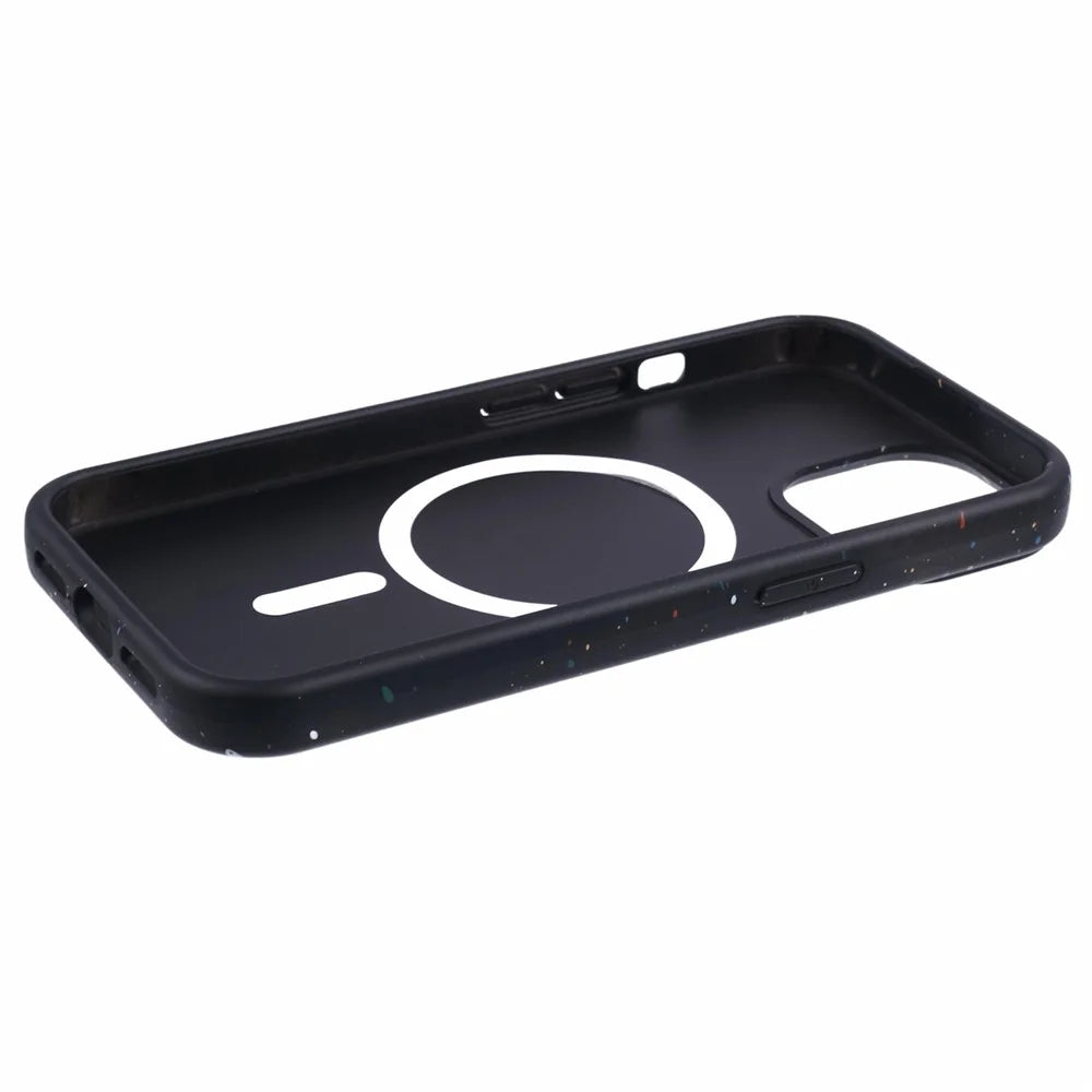 For iPhone 14 Plus Magnetic Case Matte Shockproof PC Colorful Spots Phone Cover - Black - 5