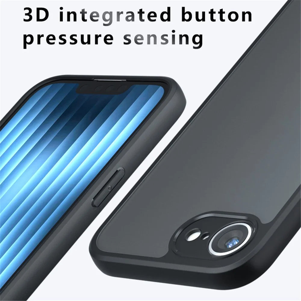 For iPhone 17e / 16e Case Skin-Touch TPU + PC Matte Phone Back Cover, Transparent Black - 3