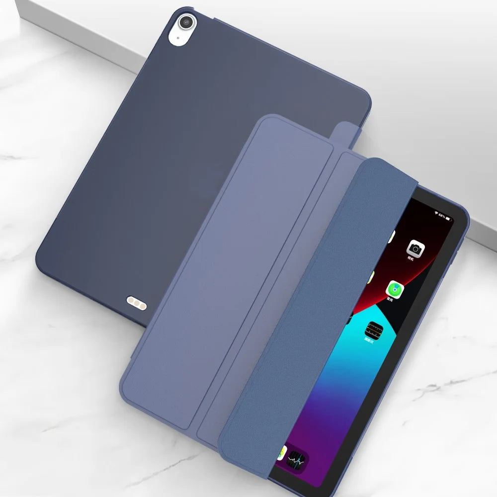 For iPad Air 11 (2026) / (2025) / (2024) / Air (2022) / (2020) Case Tri-Fold Stand PU Leather + TPU Tablet Cover - Dark Blue - 2