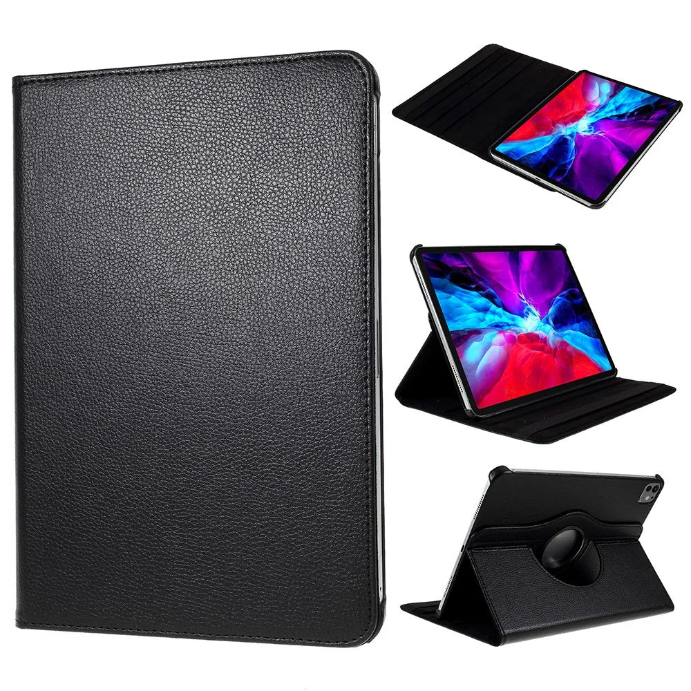 For iPad Pro 11 (2025) / 11 (2024) Case Rotating Stand PU Leather Protective Cover - Black - 1
