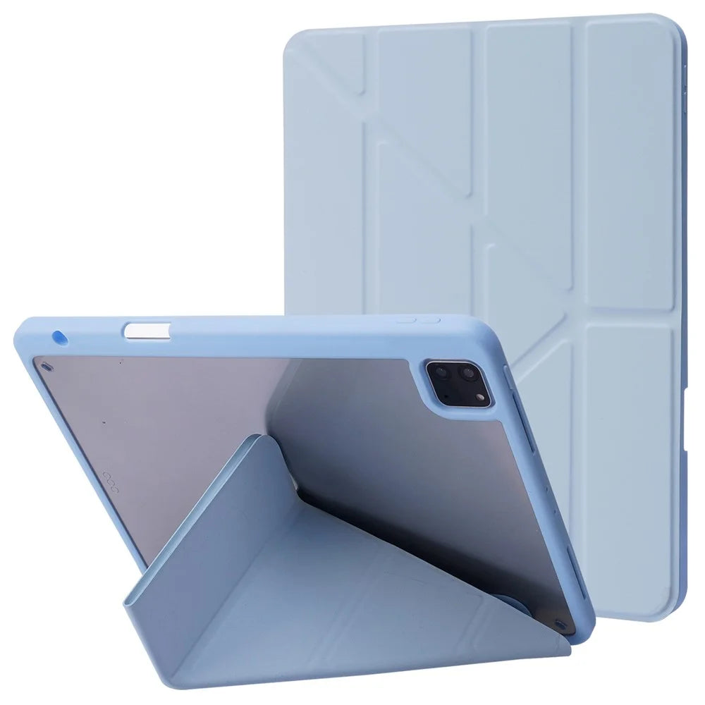For iPad Pro 11 (2025) / 11 (2024) Case Origami Stand Leather Smart Cover with Pen Holder - Baby Blue - 1