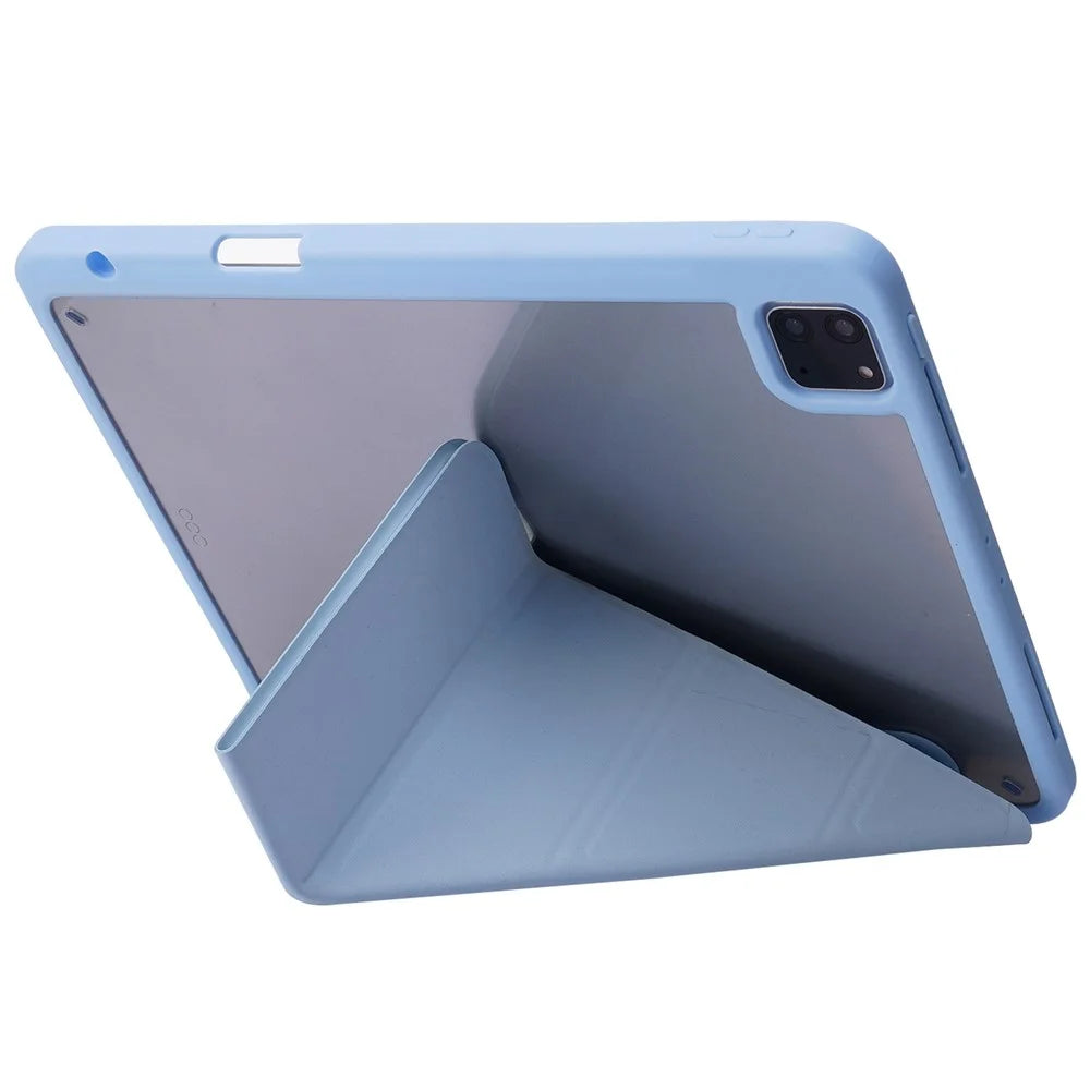 For iPad Pro 11 (2025) / 11 (2024) Case Origami Stand Leather Smart Cover with Pen Holder - Baby Blue - 2