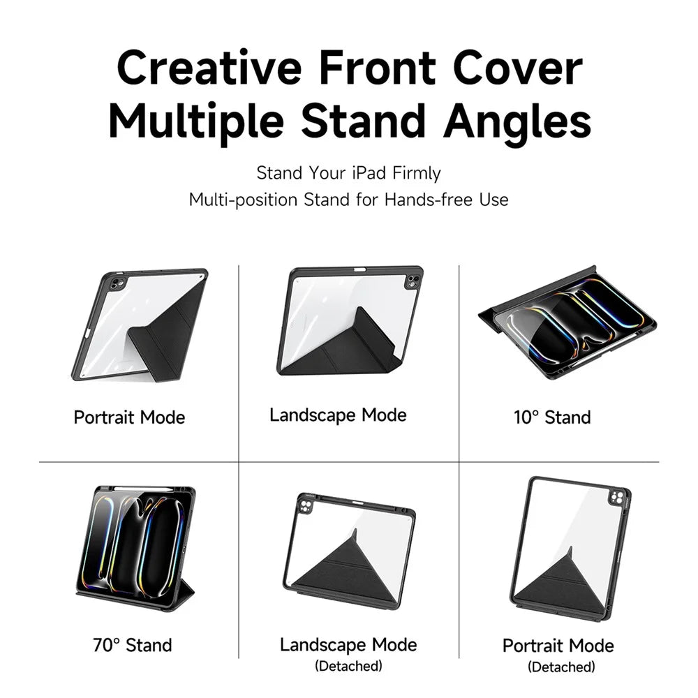 DUX DUCIS Magi Series for iPad Pro 11 (2025) / 11 (2024) Case Origami Stand PU Leather Smart Cover Detachable - Blackf - 5