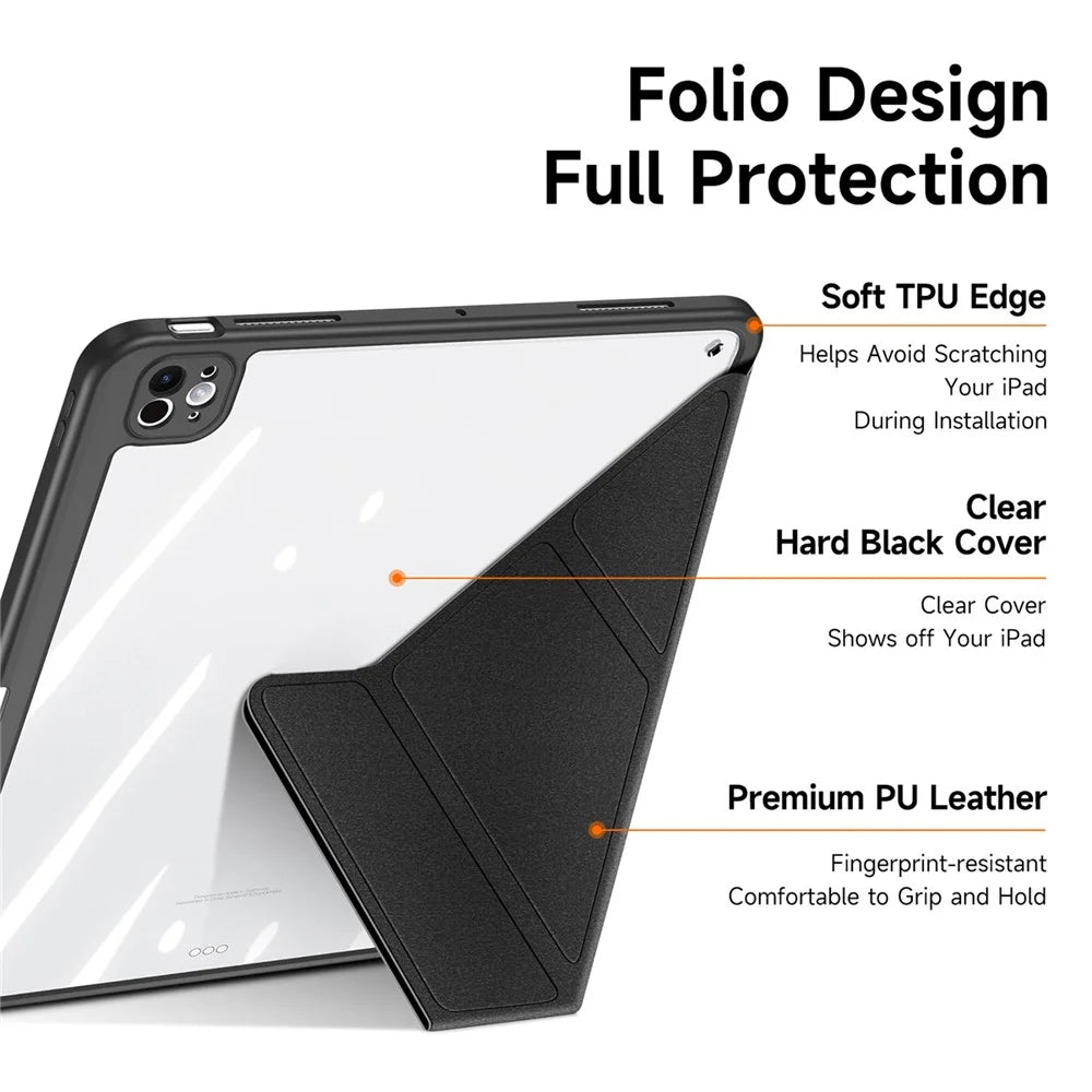 DUX DUCIS Magi Series for iPad Pro 11 (2025) / 11 (2024) Case Origami Stand PU Leather Smart Cover Detachable - Blackf - 6