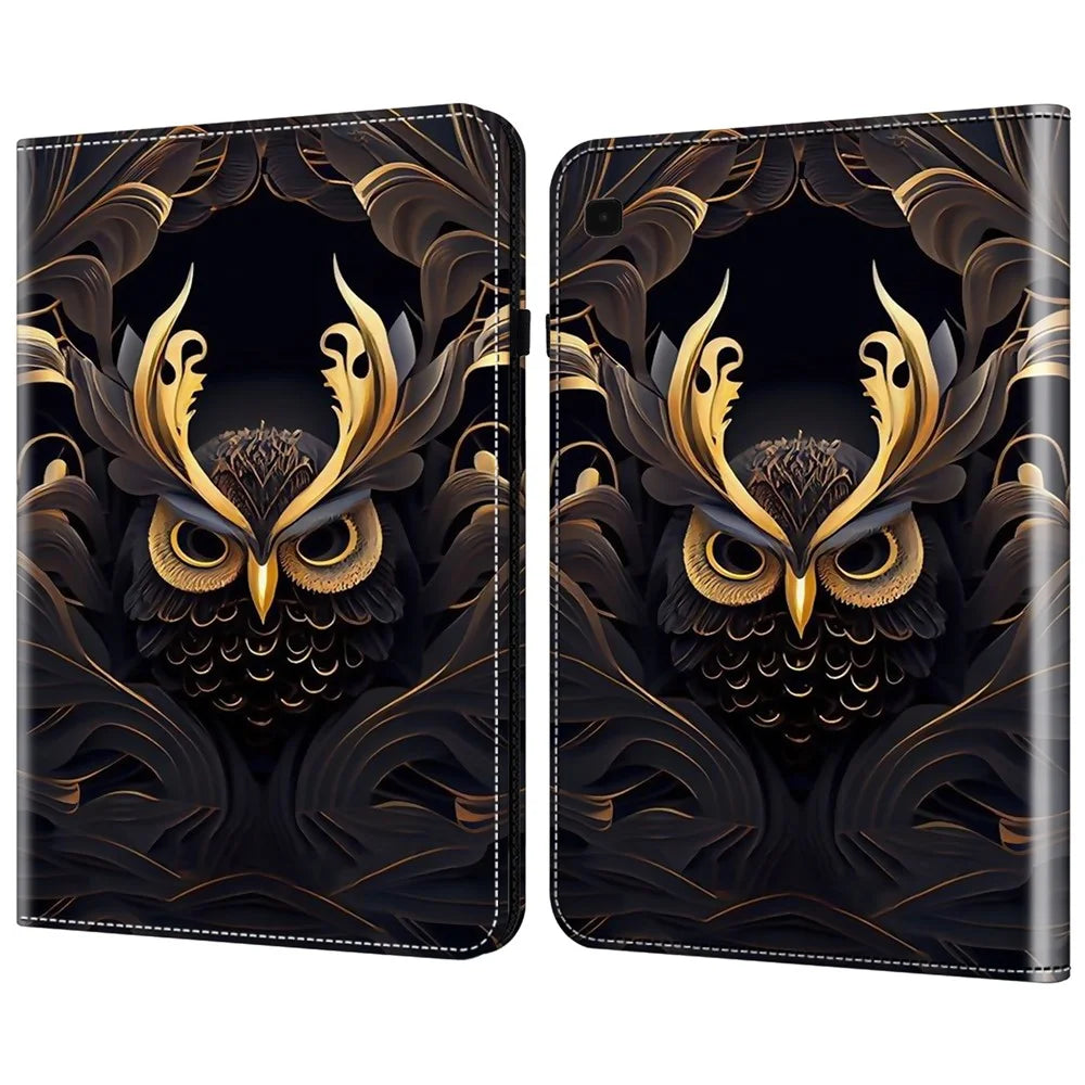 For Samsung Galaxy Tab S6 Lite (2020) / (2022) / (2024) Case Leather Tablet Cover Card Slots -  Owl - 1