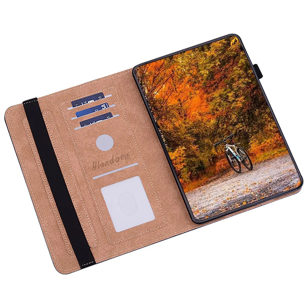 For Samsung Galaxy Tab S6 Lite (2020) / (2022) / (2024) Case Leather Tablet Cover Card Slots -  Owl - 2