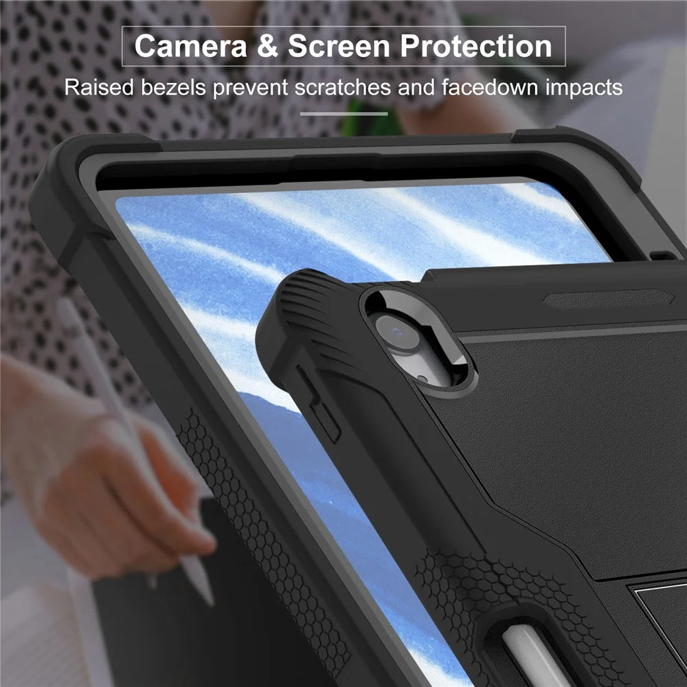 For iPad Air 11 (2026) / (2025) / (2024) Case Silicone + PC Tablet Cover with Stable Kickstand - Black - 4