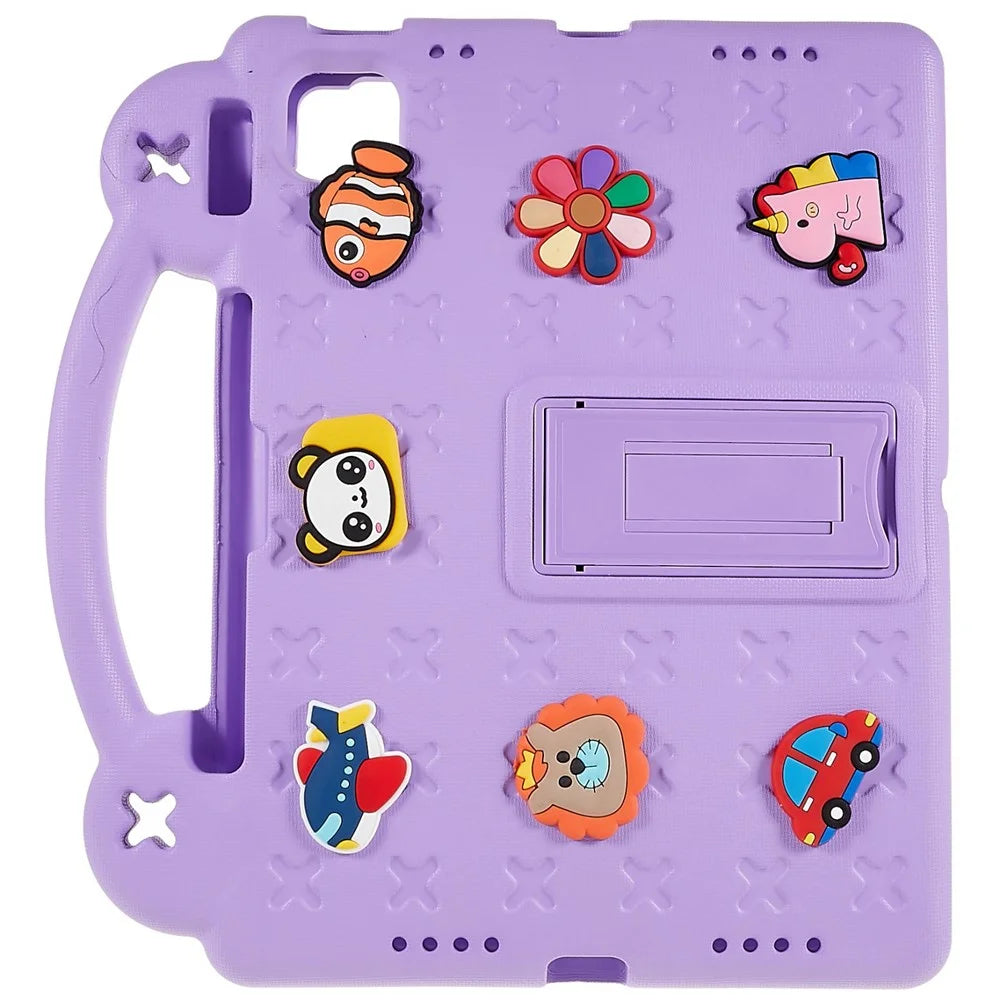 For iPad Air 11 (2026) / (2025) / (2024) Case Cartoon Patterns EVA Tablet Cover with Kickstand - Purple - 2