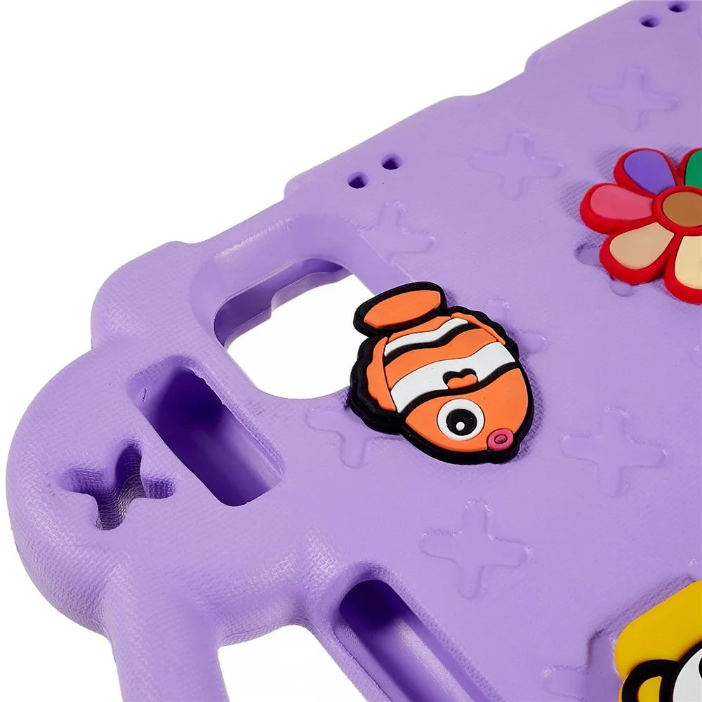 For iPad Air 11 (2026) / (2025) / (2024) Case Cartoon Patterns EVA Tablet Cover with Kickstand - Purple - 6