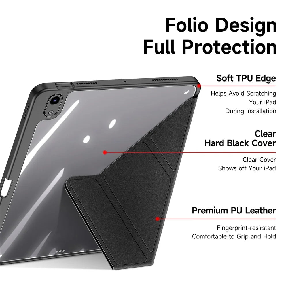 DUX DUCIS Magi Series for iPad Air 11 (2026) / (2025) / (2024) / Air (2020) / (2022) Case Auto Wake / Sleep PU Leather+PC+TPU Tablet Cover - Black - 6
