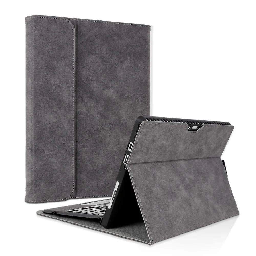 For Microsoft Surface Pro 10 / 9 Case Stand Leather Protective Sleeve with Pen Holder - Grey - 2