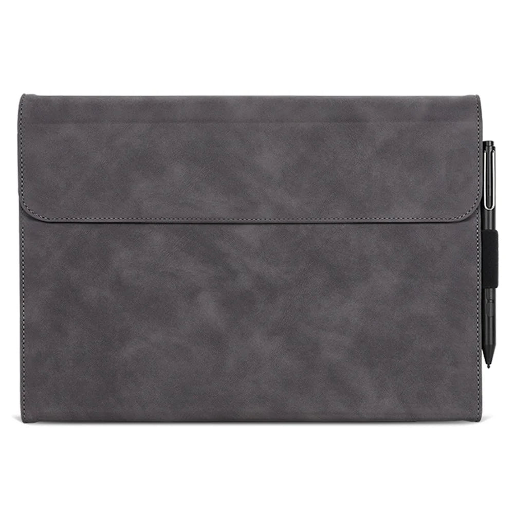 For Microsoft Surface Pro 10 / 9 Case Stand Leather Protective Sleeve with Pen Holder - Grey - 3