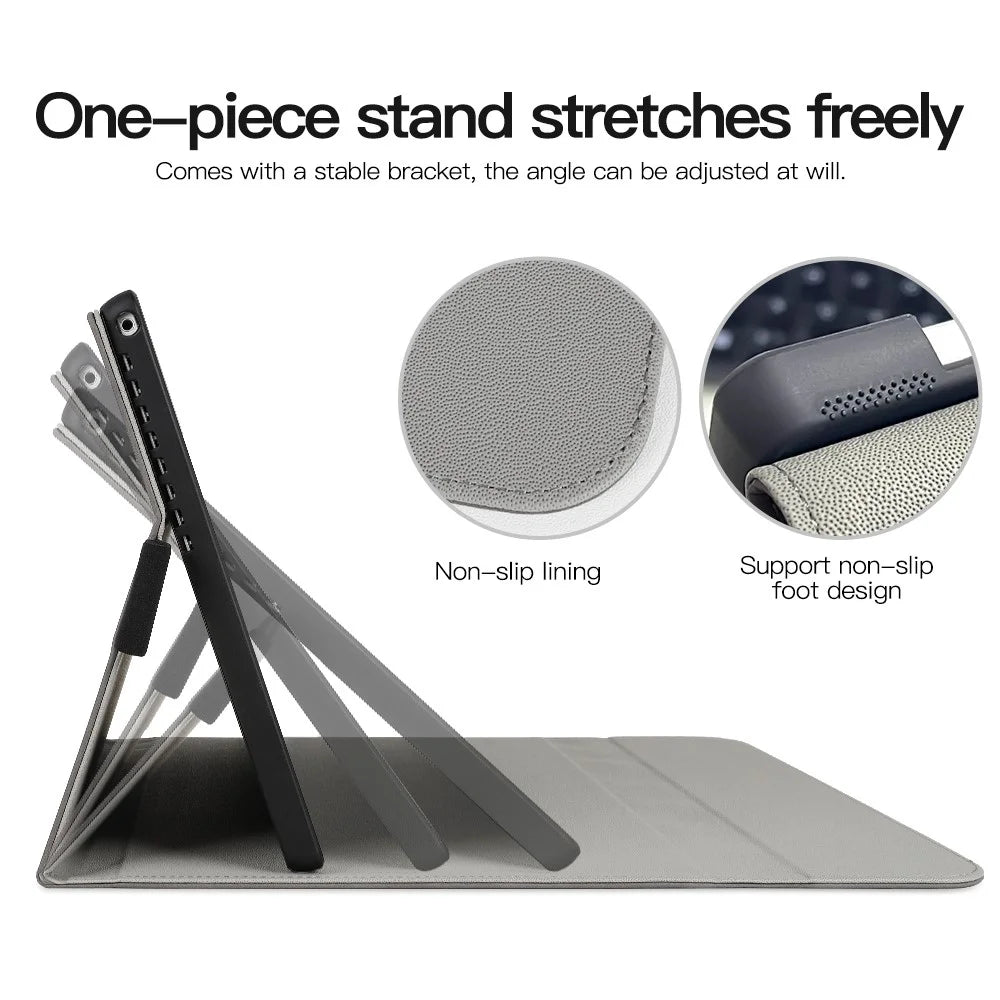 For Microsoft Surface Pro 10 / 9 Case Stand Leather Protective Sleeve with Pen Holder - Grey - 4