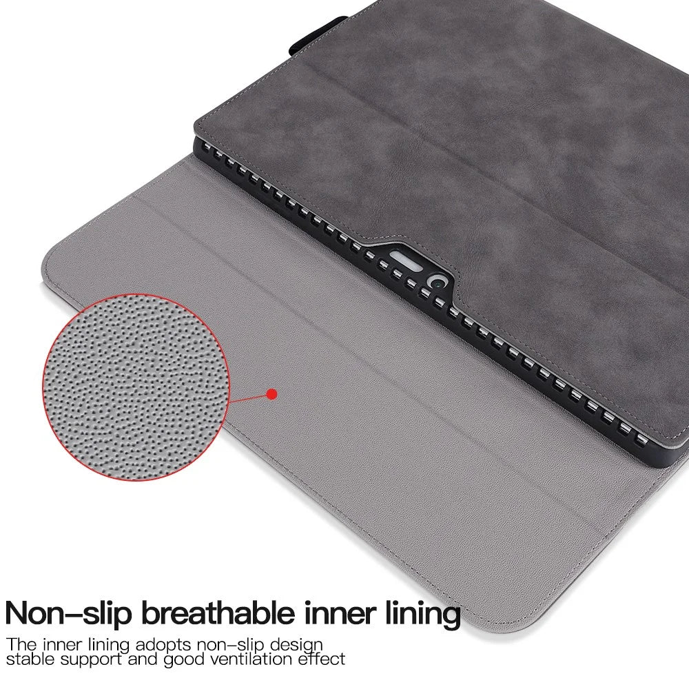 For Microsoft Surface Pro 10 / 9 Case Stand Leather Protective Sleeve with Pen Holder - Grey - 6
