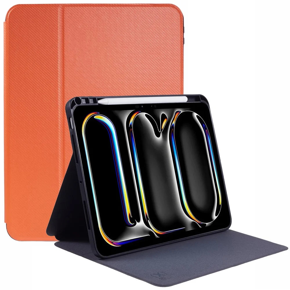 X-LEVEL For iPad Pro 11 (2025) / 11 (2024) Tablet Stand Case PU Leather+TPU Protection Cover - Orange - 1