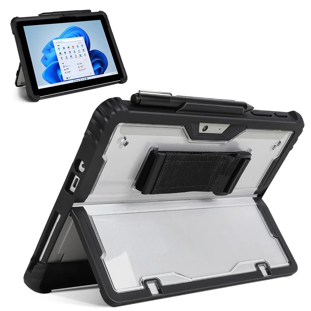 For Microsoft Surface Pro 10 Case Kickstand PC+TPU+Acryclic Tablet Cover with Shoulder Strap - 1