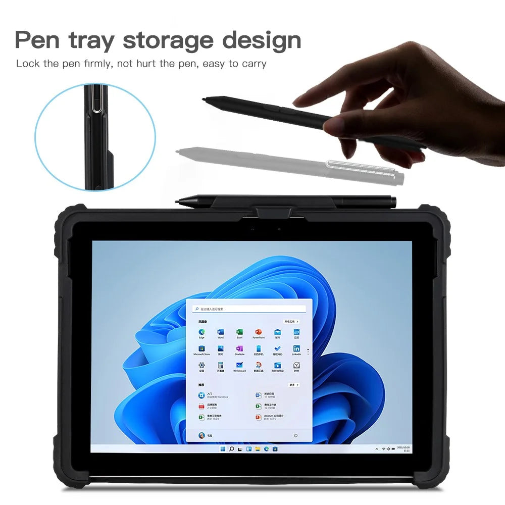 For Microsoft Surface Pro 10 Case Kickstand PC+TPU+Acryclic Tablet Cover with Shoulder Strap - 7