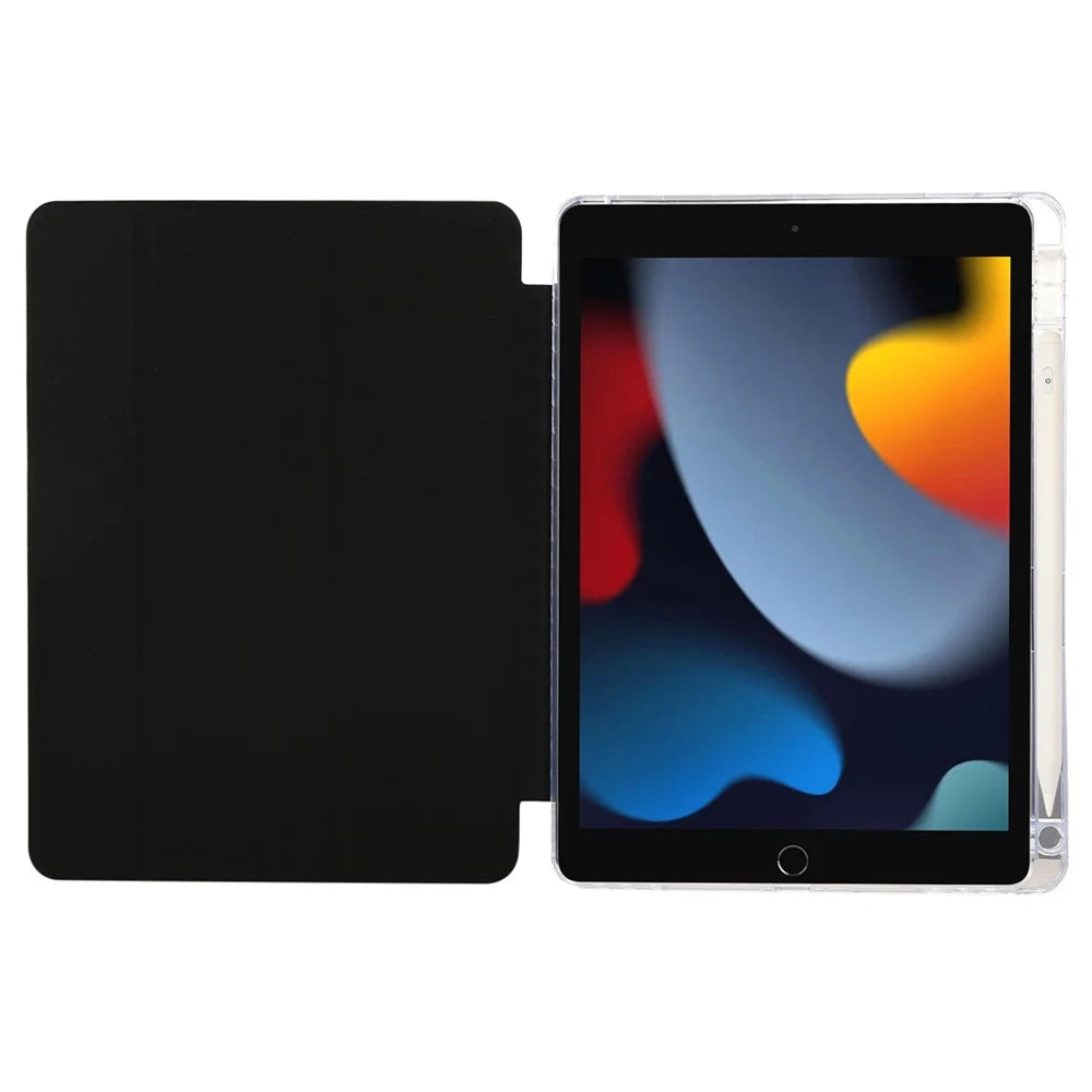 For iPad 10.2 (2021) / (2020) / (2019) / iPad Air 10.5 inch (2019) Case Leather Tri-Fold Stand Tablet Cover - Black - 2