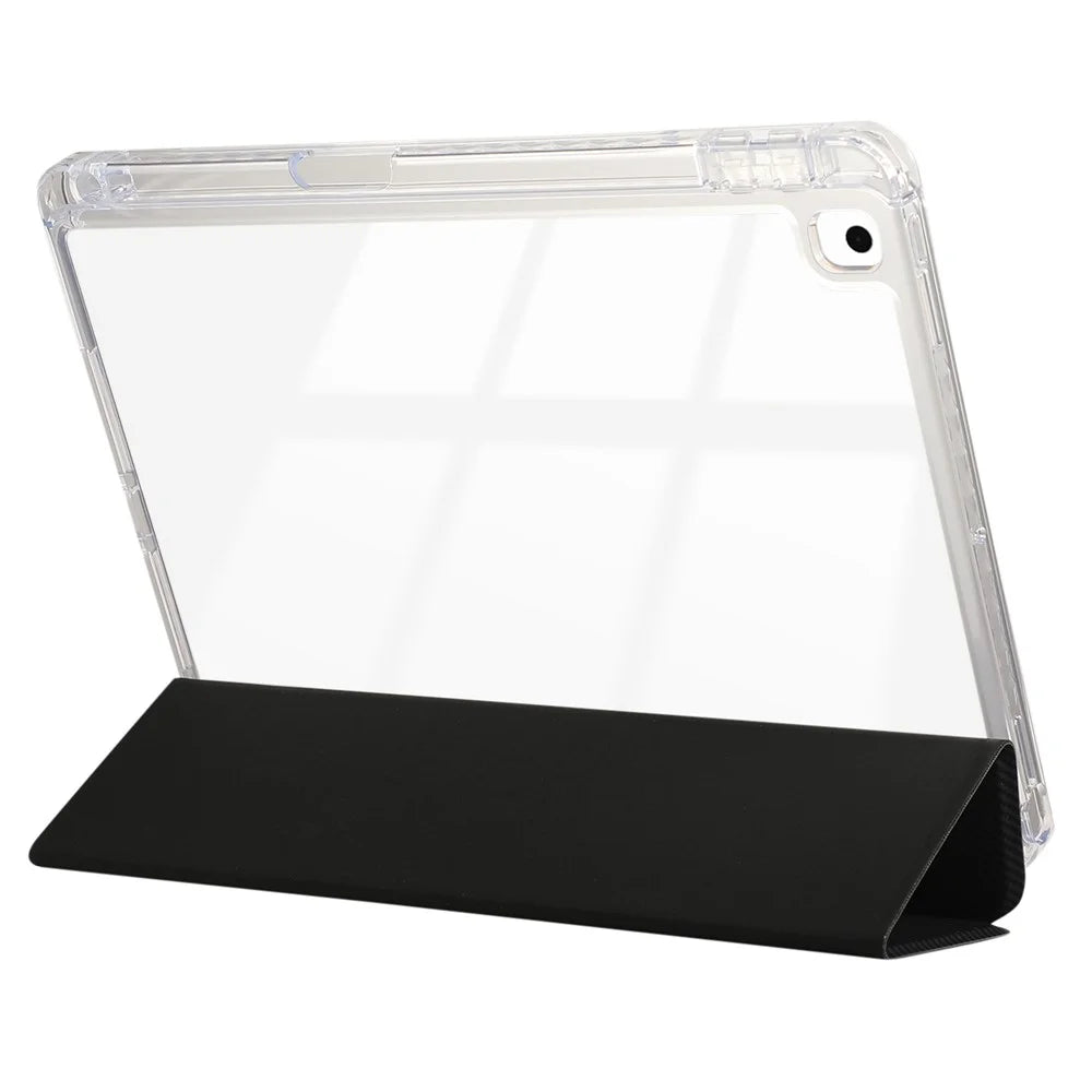 For iPad 10.2 (2021) / (2020) / (2019) / iPad Air 10.5 inch (2019) Case Leather Tri-Fold Stand Tablet Cover - Black - 4