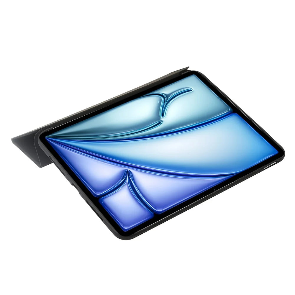 For iPad Air 13 (2026) / (2025) / (2024) Leather Case Inner Silicone Tablet Cover with Tri-Fold Stand - Black - 4