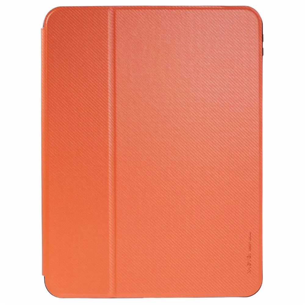 X-LEVEL For iPad Air 13 (2026) / (2025) / (2024) Case Carbon Fiber Texture Leather Tablet Cover with Stand Pen Holder - Orange - 2