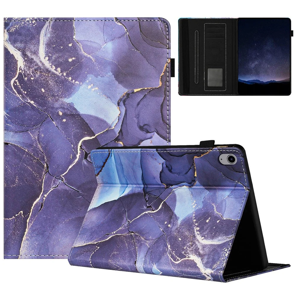 For iPad (2025) / 10.9 (2022) Case Marble Pattern Leather Stand Cover with Auto Wake / Sleep - Grey - 1