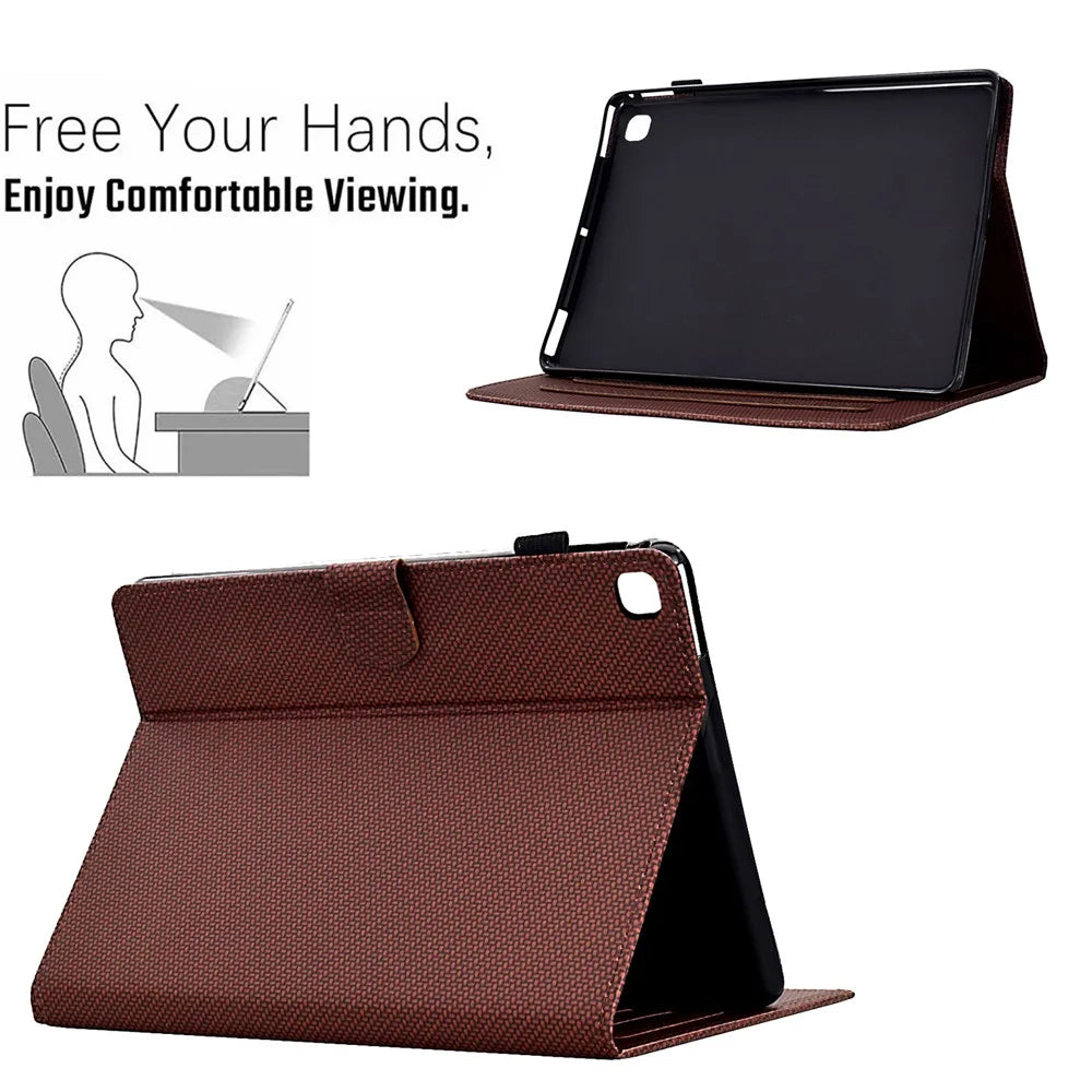 For Samsung Galaxy Tab A7 10.4 (2020) T500 / T505 Case Folding Stand Leather Tablet Cover - Brown - 3