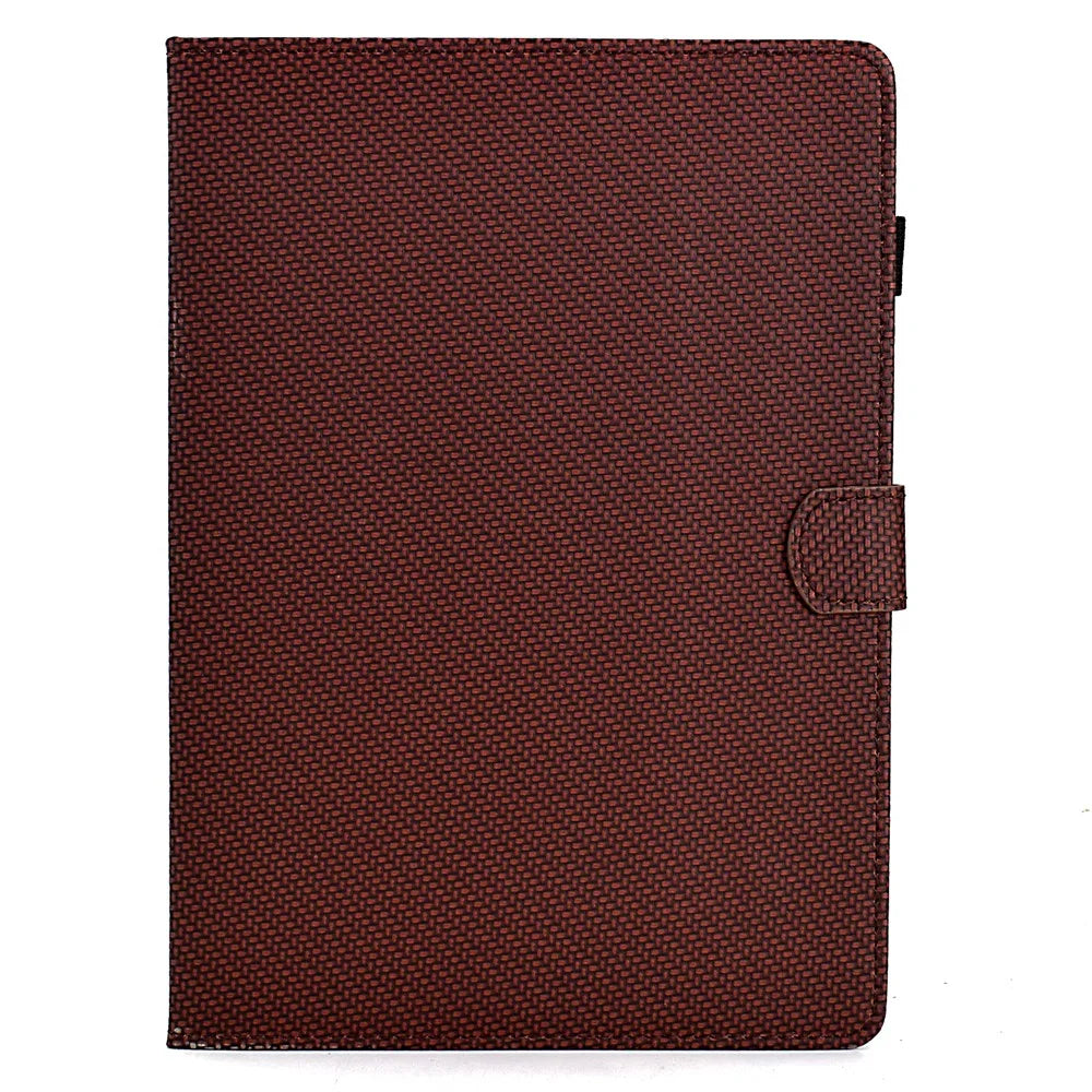 For Lenovo Tab P12 Leather Case Carbon Fiber Texture Tablet Cover Stand View - Brown - 6