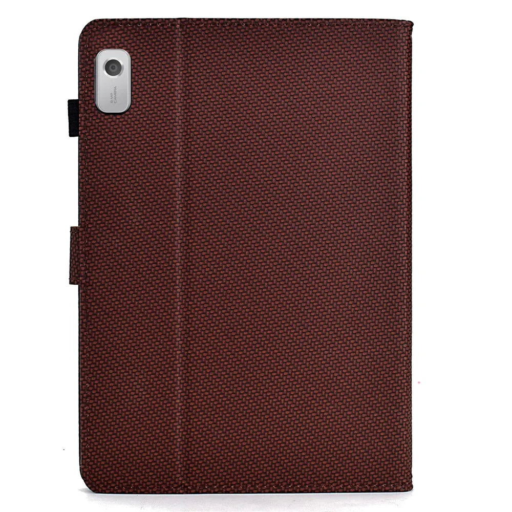 For Lenovo Tab M9 TB-310FU Case Card Slots Leather Tablet Cover with Stand View - Brown - 7