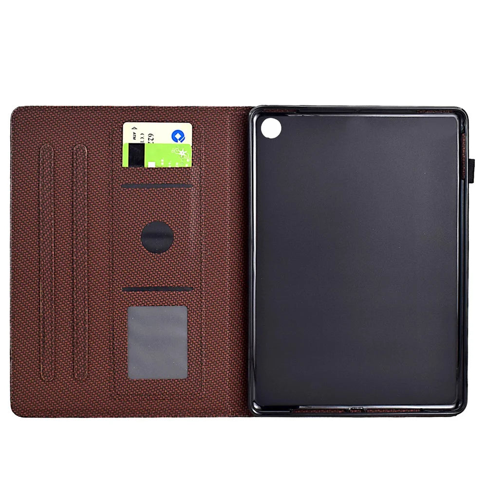 For Amazon Fire HD 10 Plus (2023) Case Carbon Fiber Texture PU Leather E-Reader Cover - Brown - 2