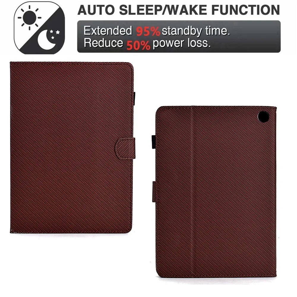 For Amazon Fire HD 10 Plus (2023) Case Carbon Fiber Texture PU Leather E-Reader Cover - Brown - 4
