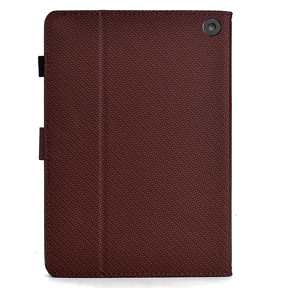 For Amazon Fire HD 10 Plus (2023) Case Carbon Fiber Texture PU Leather E-Reader Cover - Brown - 7