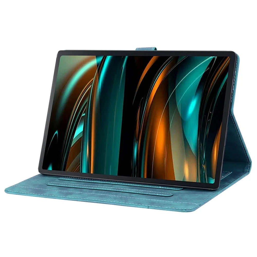 For Lenovo Tab M11 Plus / Tab K11 Plus Case Leather Stand Tablet Cover Flower Cat Card Slots - Green - 4