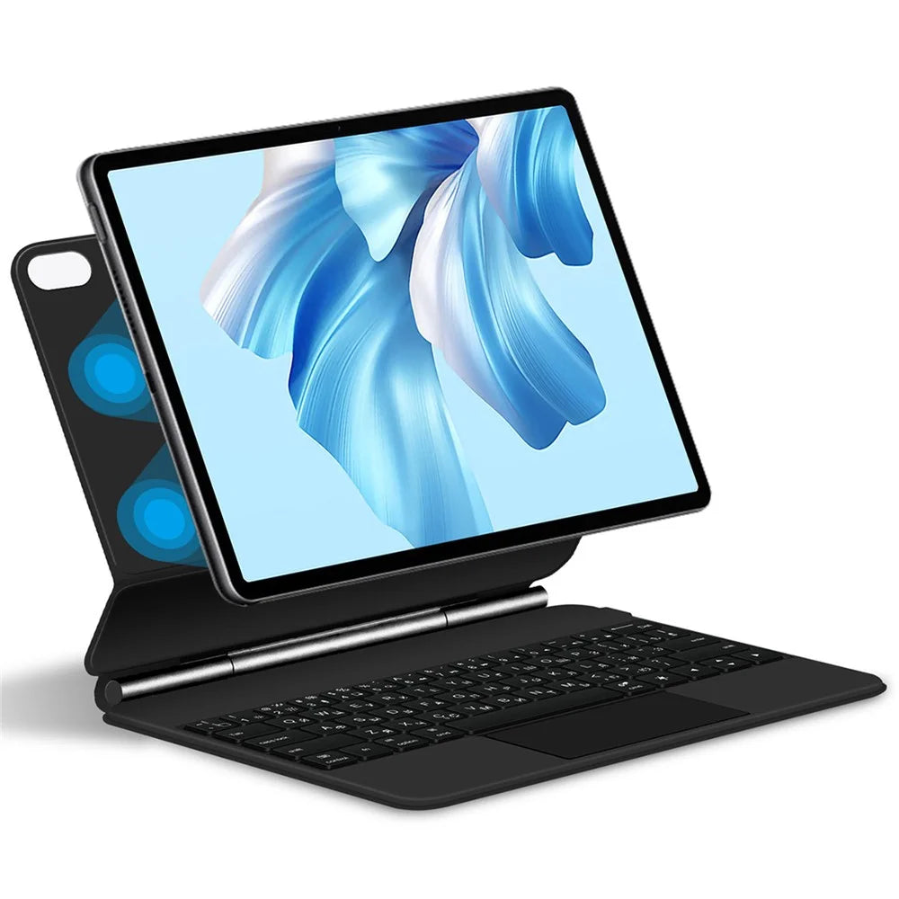 For Huawei MateBook E Go Magnetic Bluetooth-compatible Keyboard (Russian) + Adjustable Stand Leather Tablet Case - 1