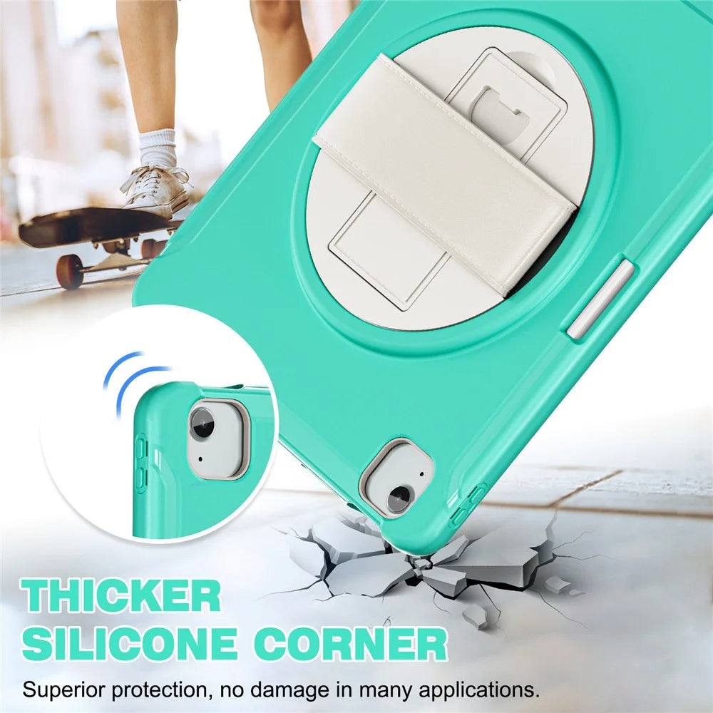 For iPad Air 13 (2026) / (2025) / (2024) / Pro 12.9 (2022) / (2021) / (2020) / (2018) Case Kickstand PC+TPU+Silicone Cover with Pen Slot - Mint Green - 3